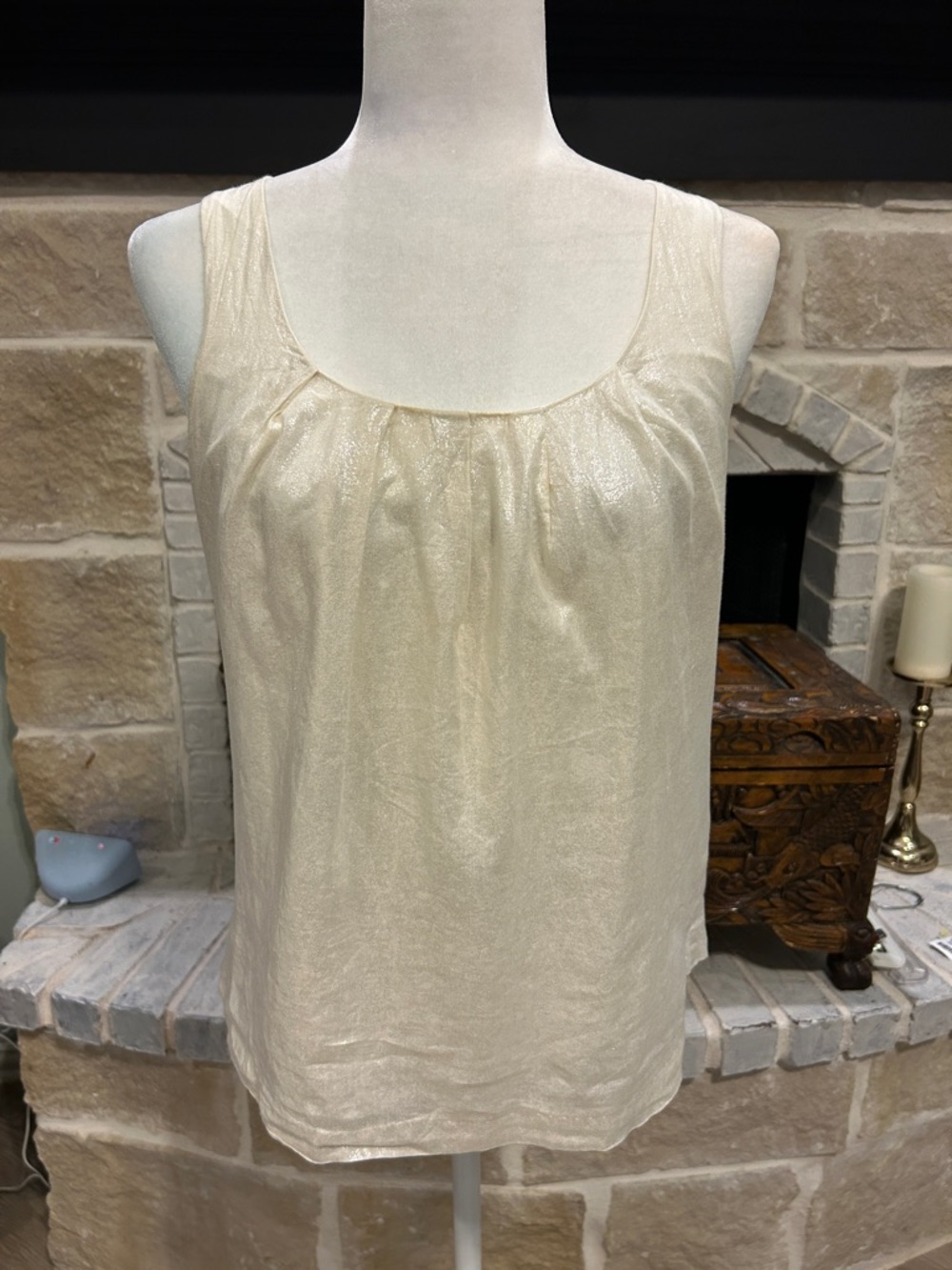 J. Crew Shimmery Ivory Scoop Neck Camisole